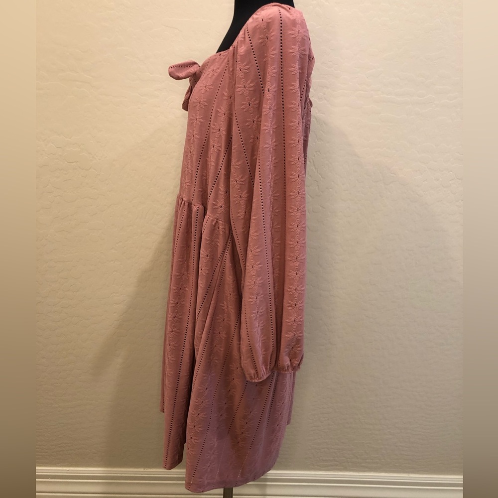 NWT | Vibe Sportswear Babydoll Eyelet Long Sleeved Mini Dress - Picture 5 of 13